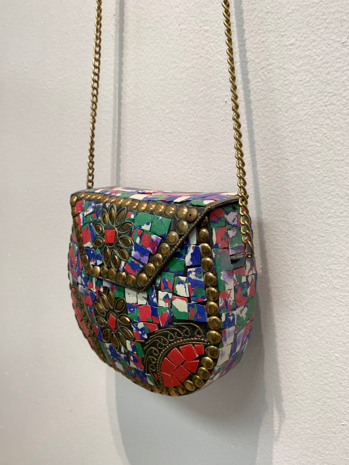 Bohemian style handcrafted metal / Brass Clutch #90722