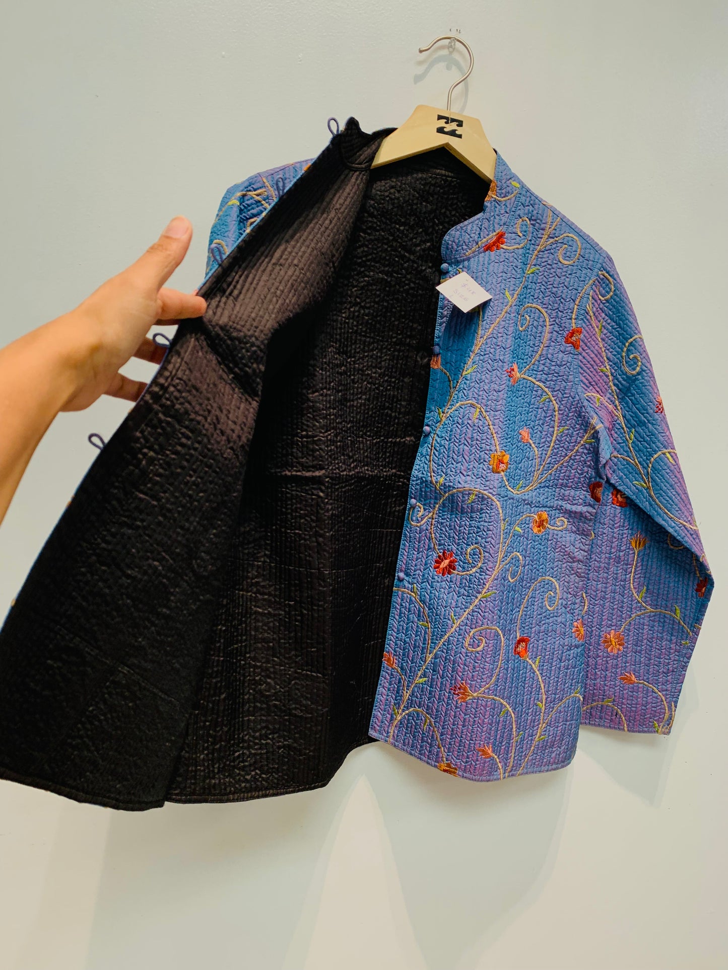 Handcrafted Reversible waist length Quilting Kantha Coat # QUIL033