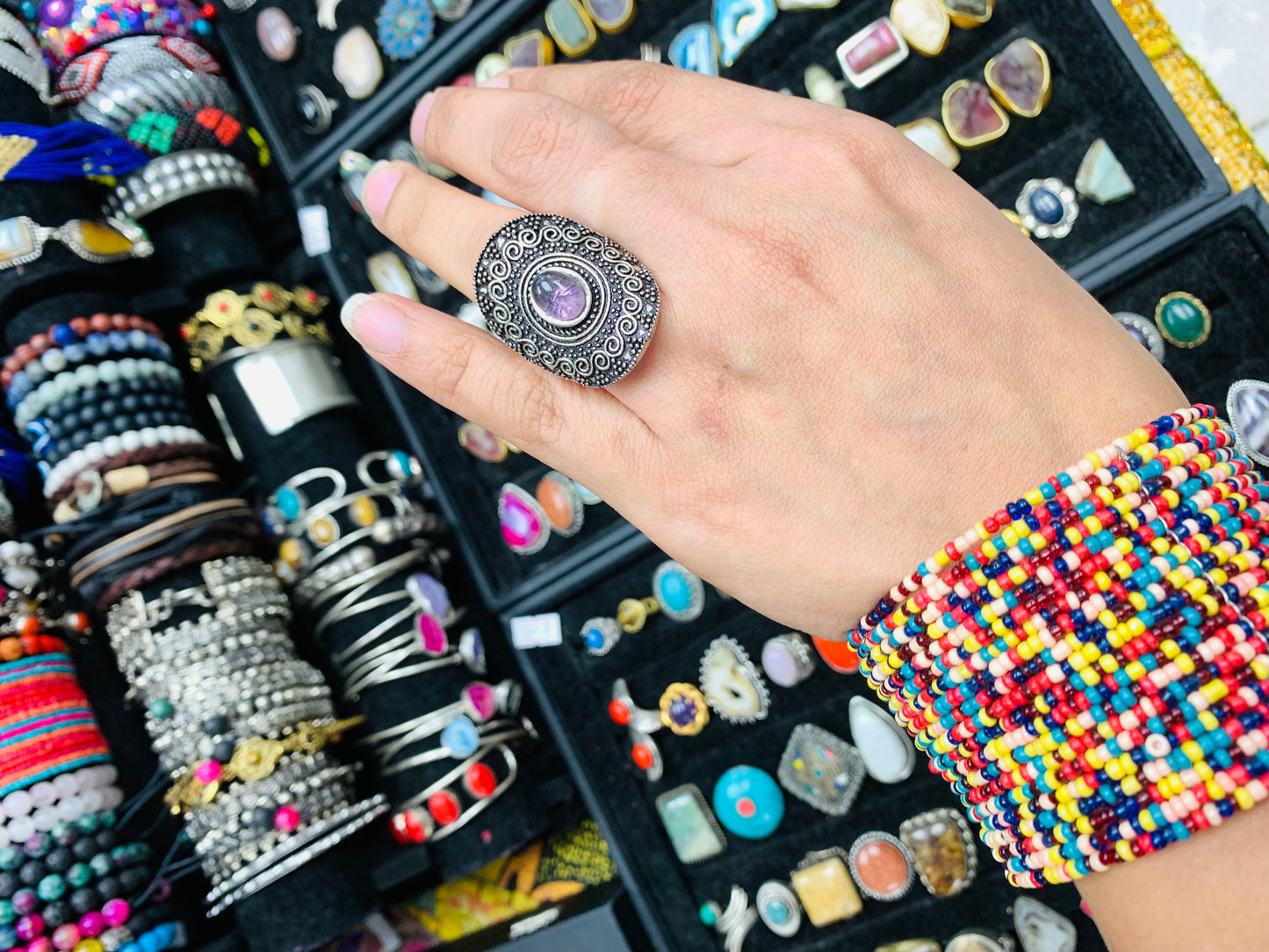 Handcrafted Natural stones ring # RIN2134