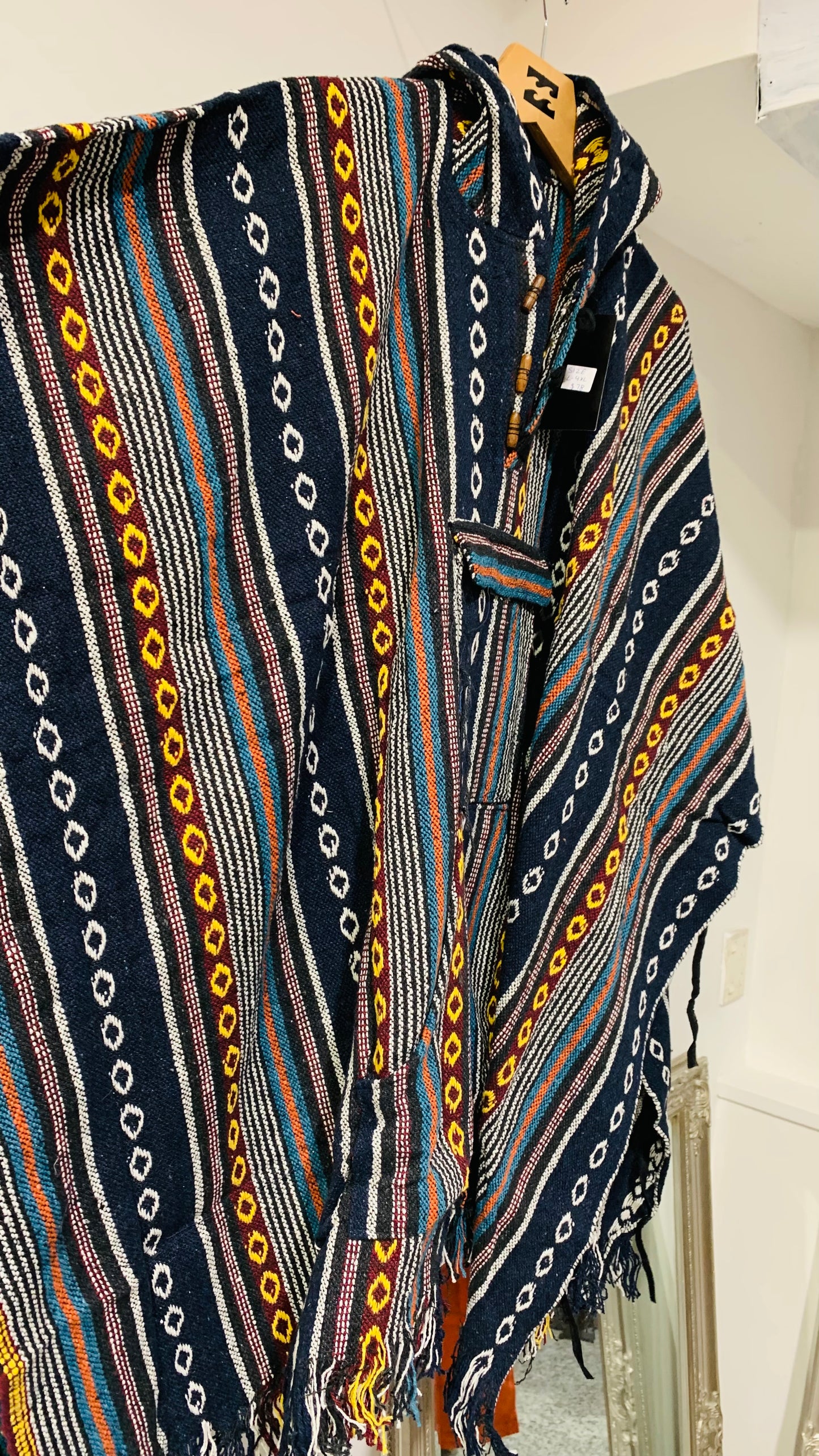 Bohemian style handcrafted Hoodie Plus size Gheri poncho #017343