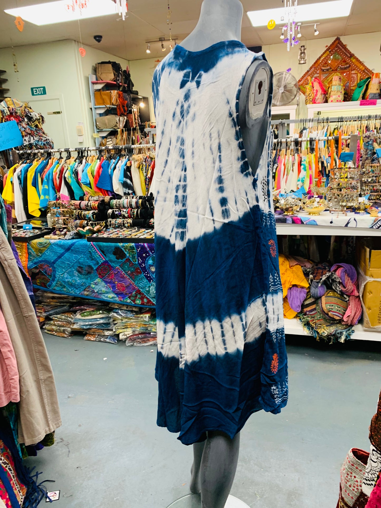 Bohemian style handcrafted Tie Dye Flowy dress #DRE32676