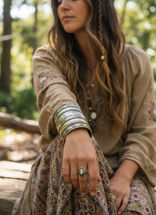 BOHEMIAN STYLE HANDCRAFTED HAND CUFF BANGLE  # CUFF1222