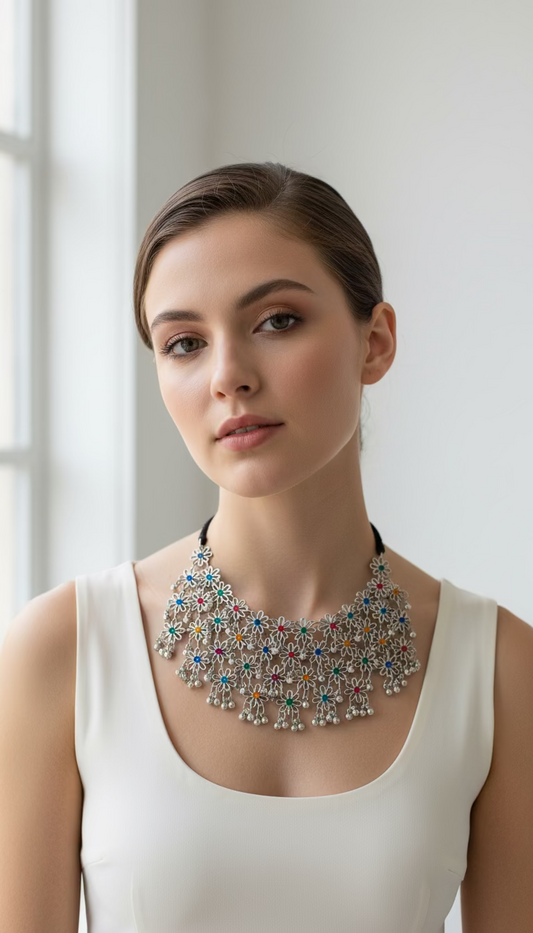 BOHEMIAN STYLE HANDCRAFTED FLOWER NECKLACE #NECK31