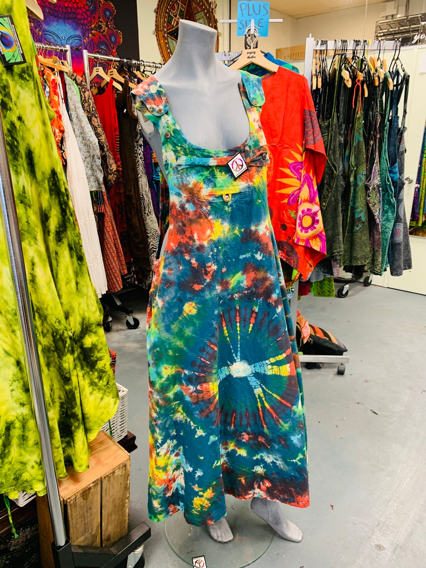Handcrafted Cotton Tie Dye Long Pinafore #431058