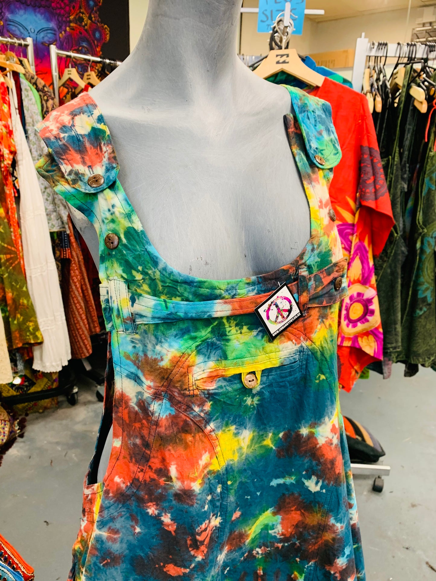 Handcrafted Cotton Tie Dye Long Pinafore #431058
