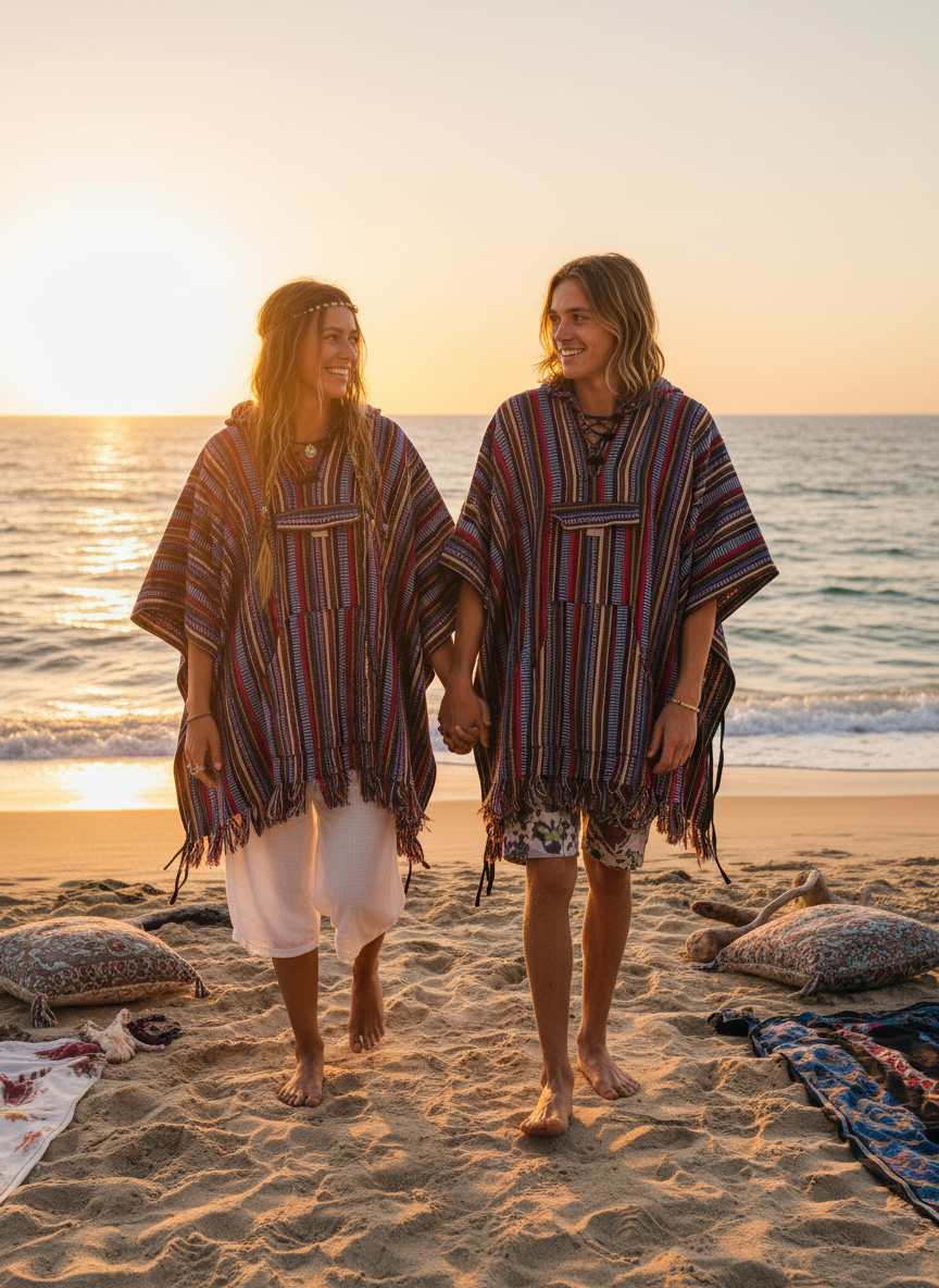 Boho handcrafted Hoodie UNISEX Gheri/ Dari poncho #665528