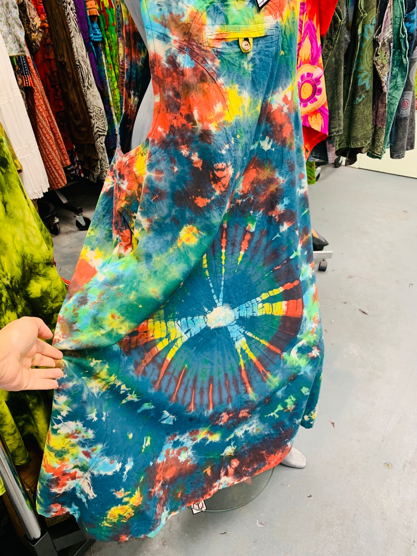 Handcrafted Cotton Tie Dye Long Pinafore #431058