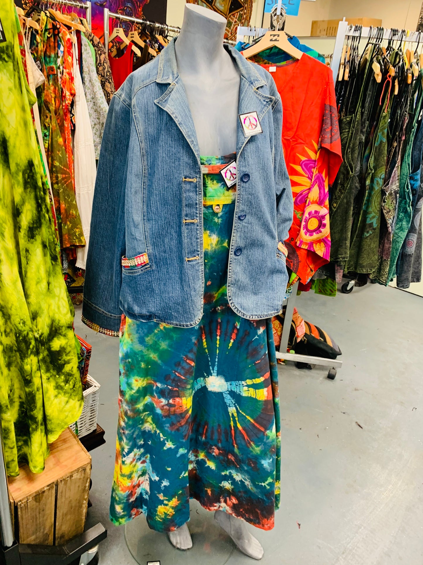 Handcrafted Cotton Tie Dye Long Pinafore #431058