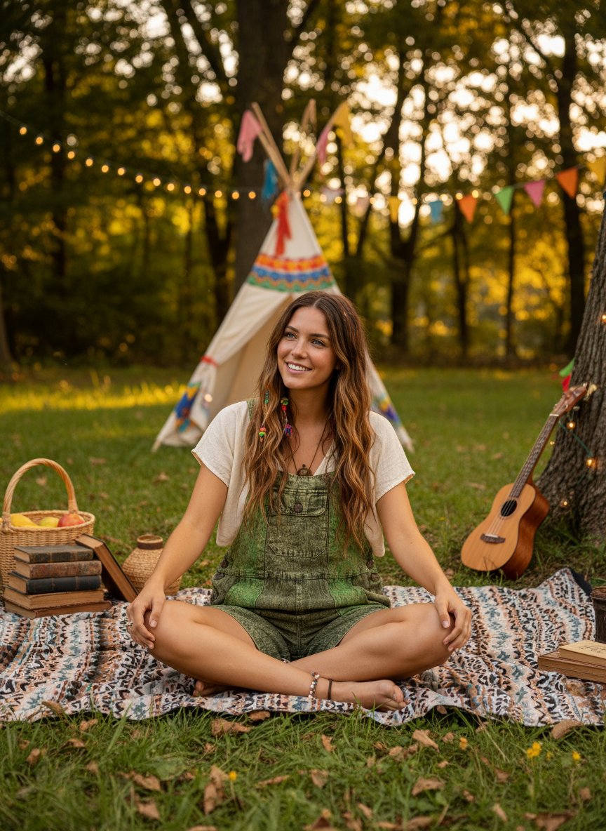 Bohemian style handcrafted Overall Shorts #43022