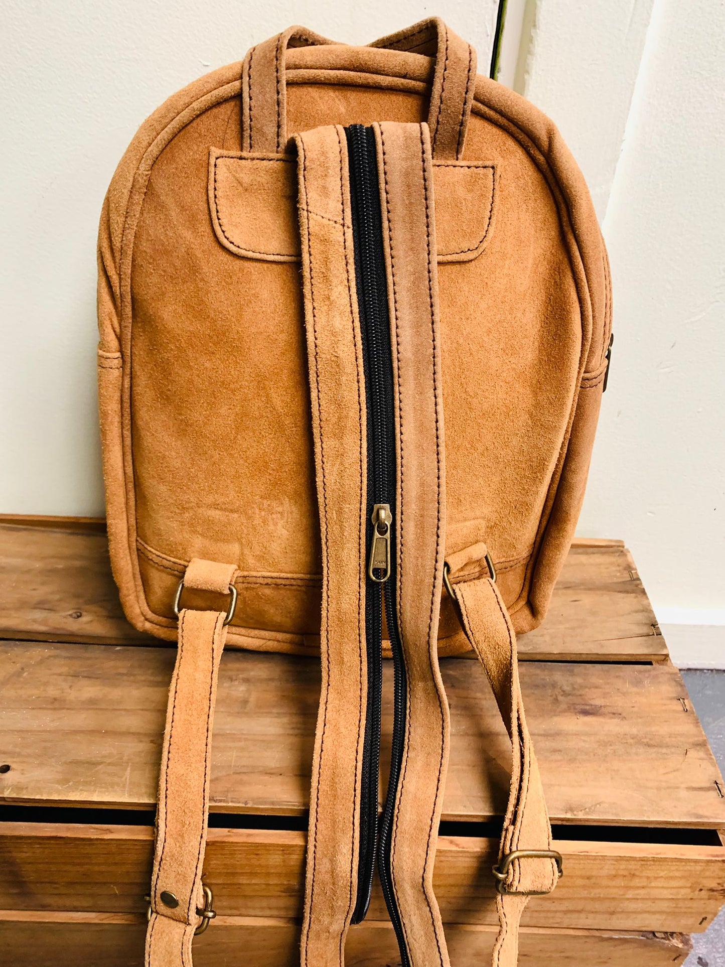 Bohemian style handcrafted Genuine leather Backpack  #5594