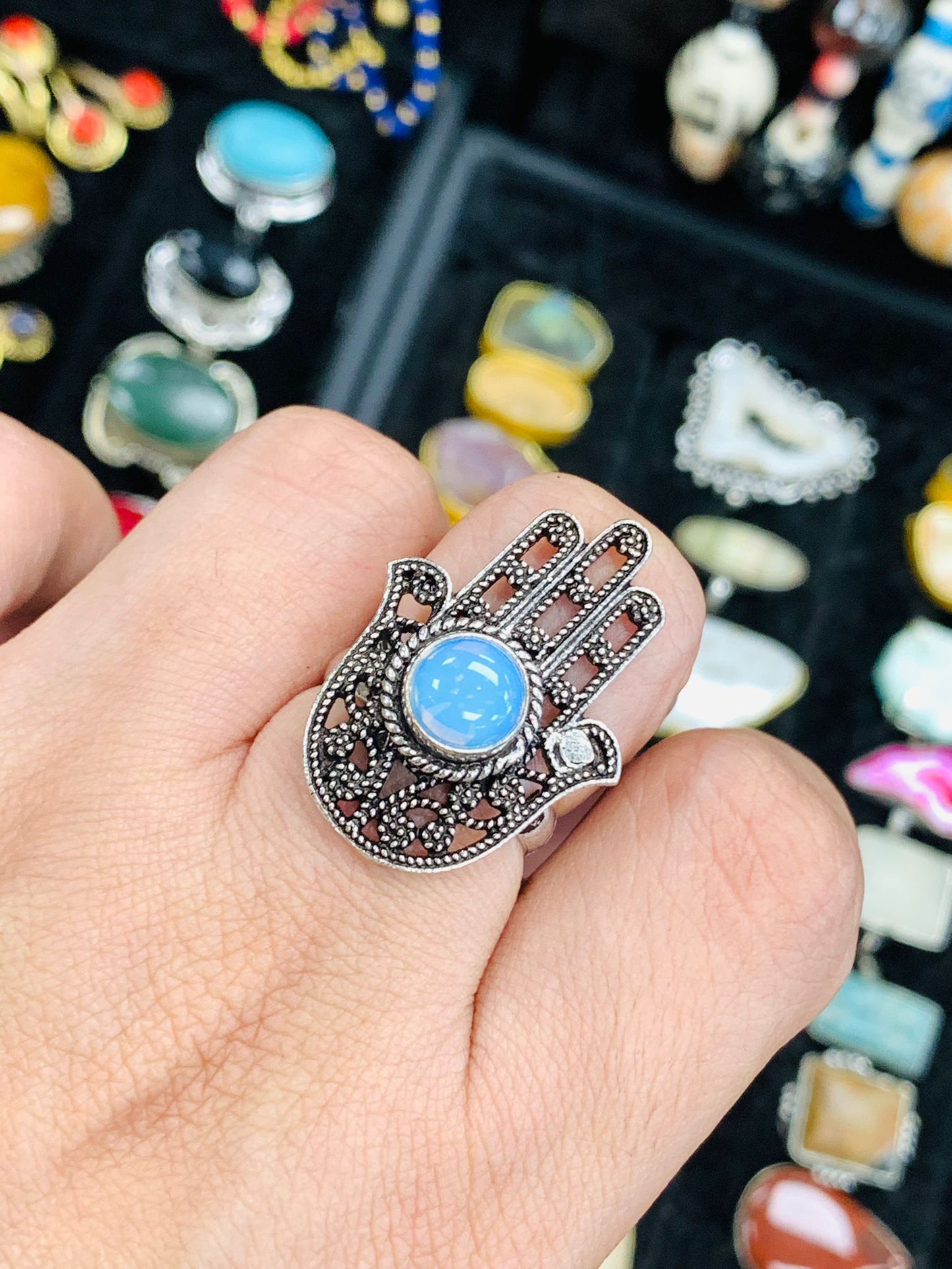 Bohemian style handcrafted Stone ring #1929