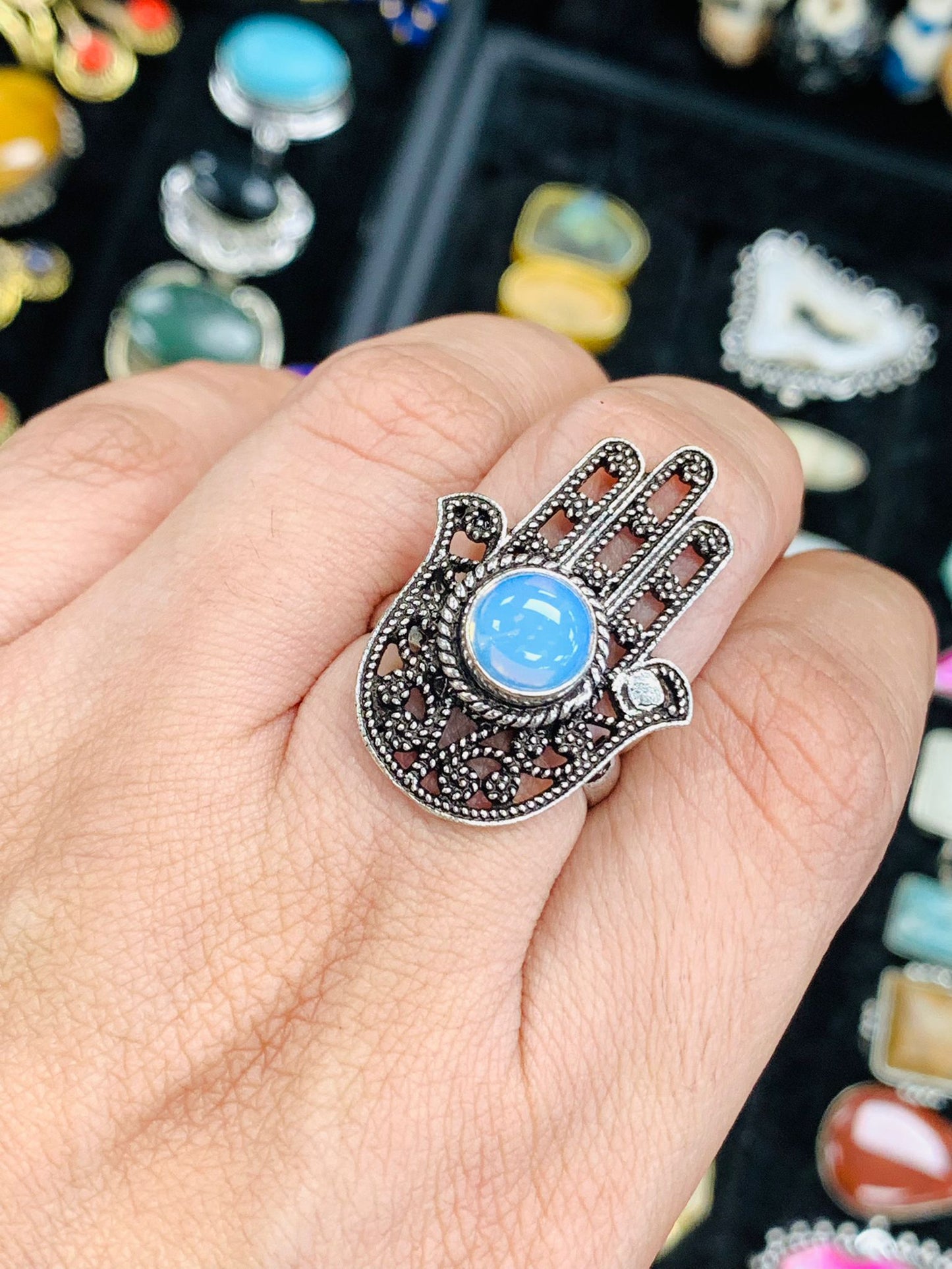 Bohemian style handcrafted Stone ring #1929