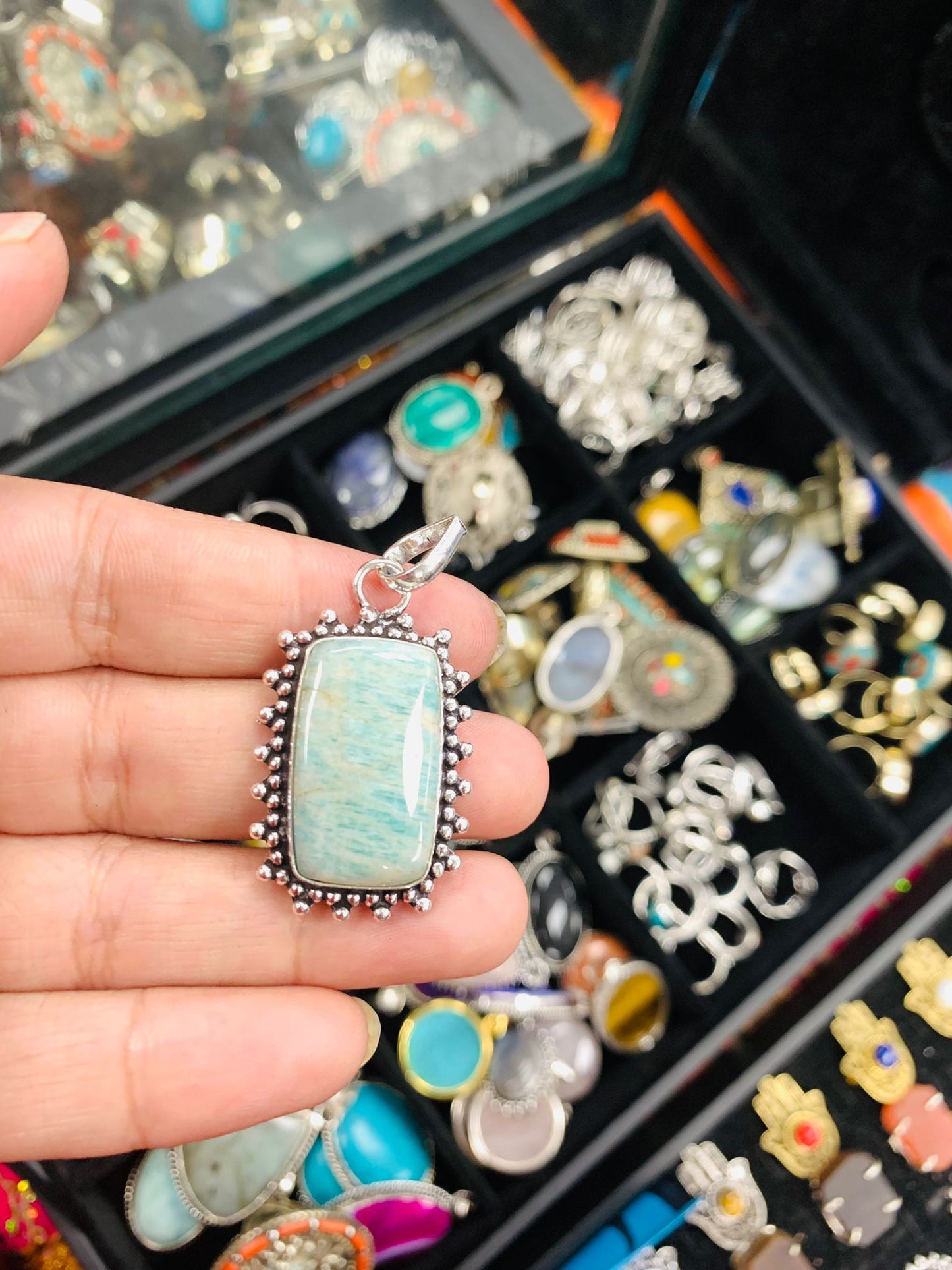 Bohemian style handcrafted natural Stone Pendant #4048