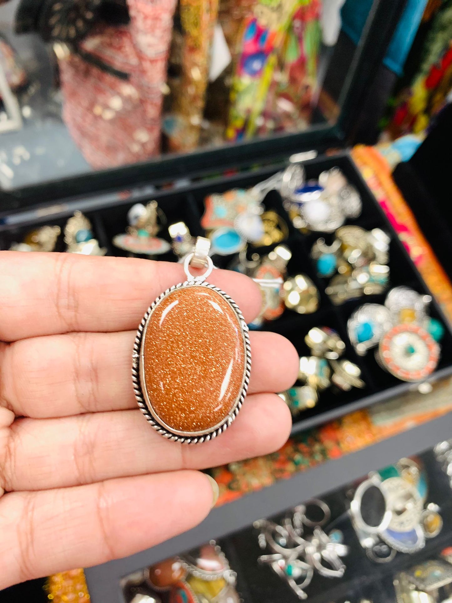 Bohemian style handcrafted natural Stone Pendant #4042