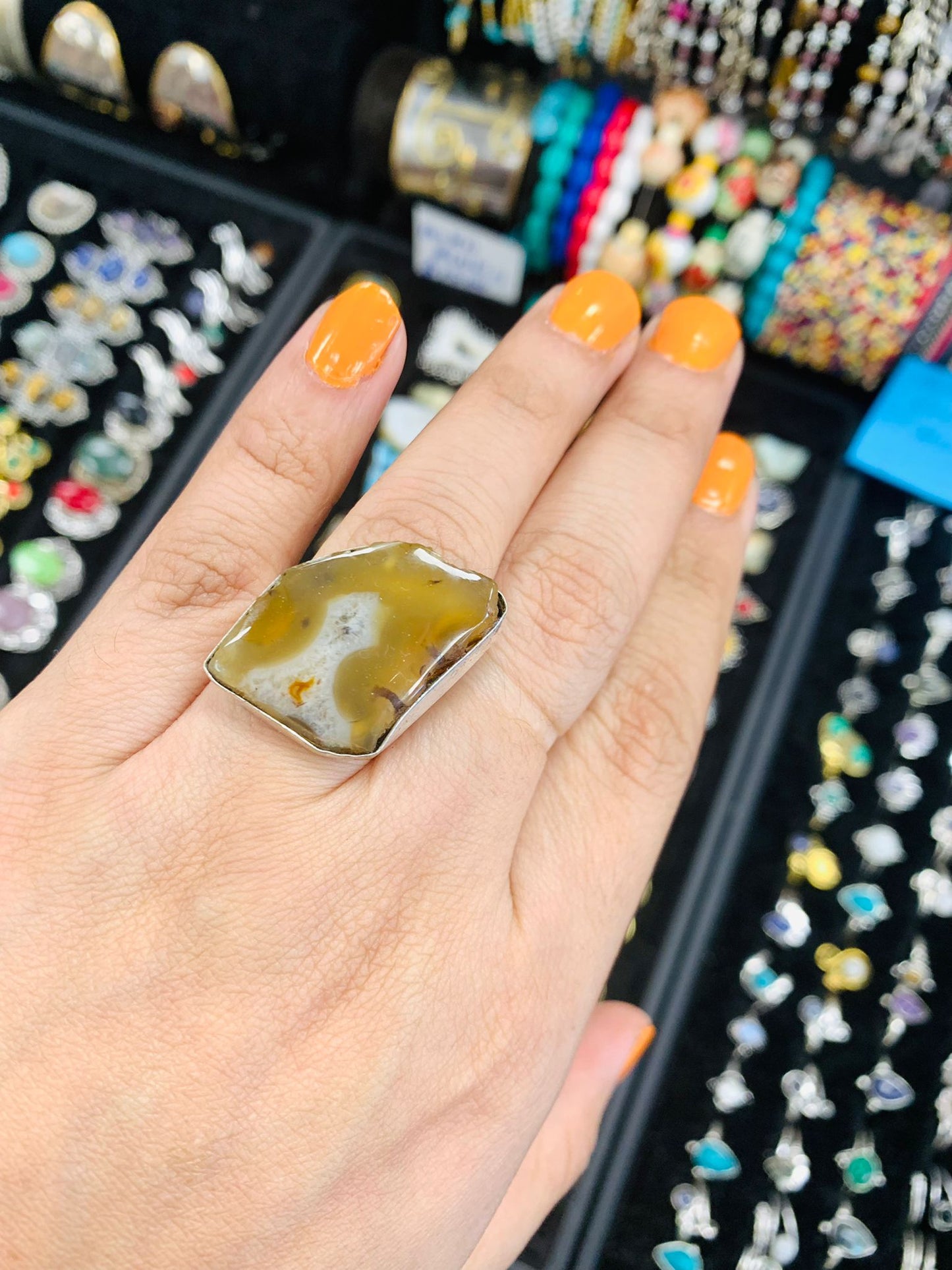 Bohemian style handcrafted Natural Stone ring #45128