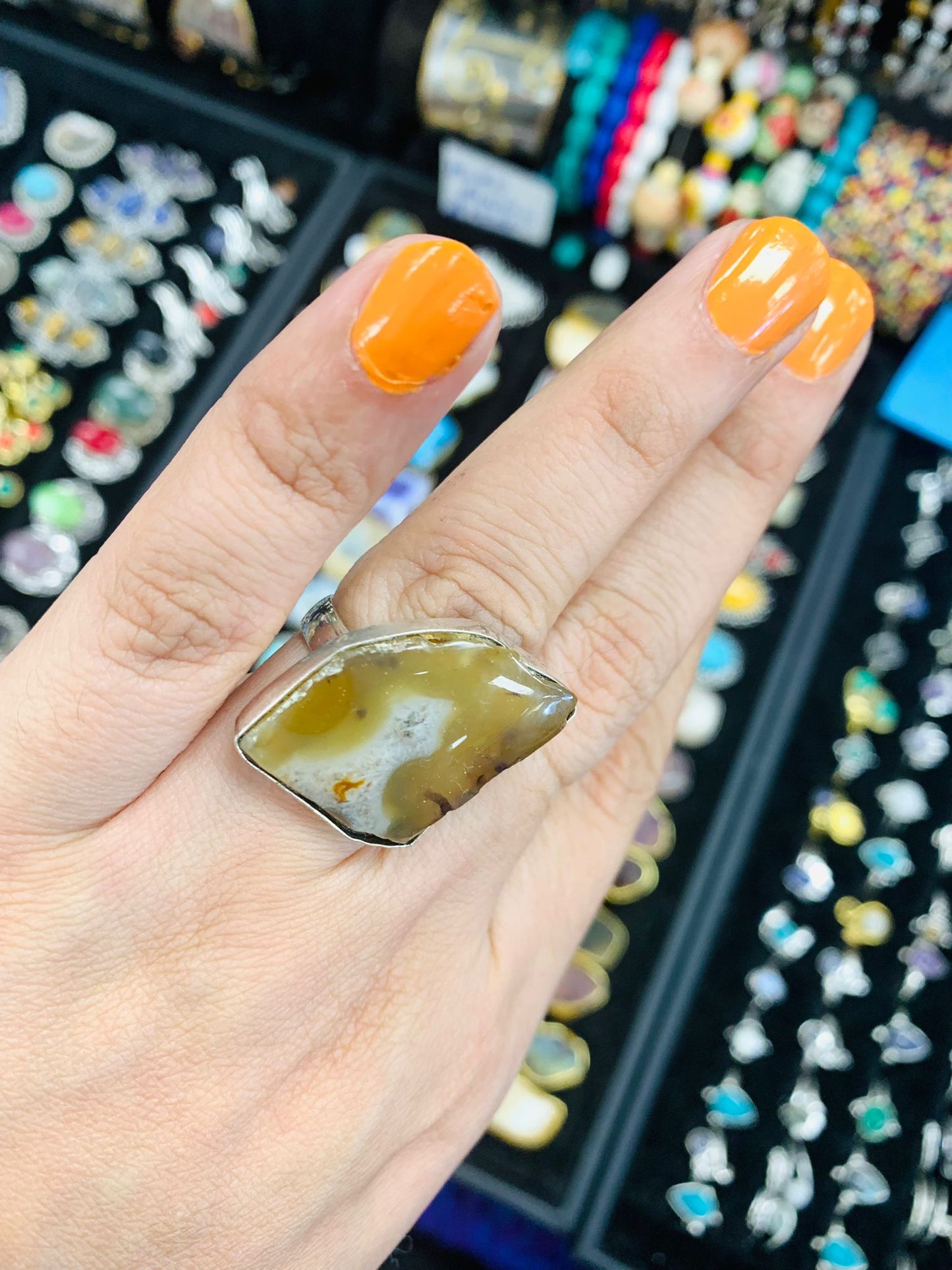 Bohemian style handcrafted Natural Stone ring #45128