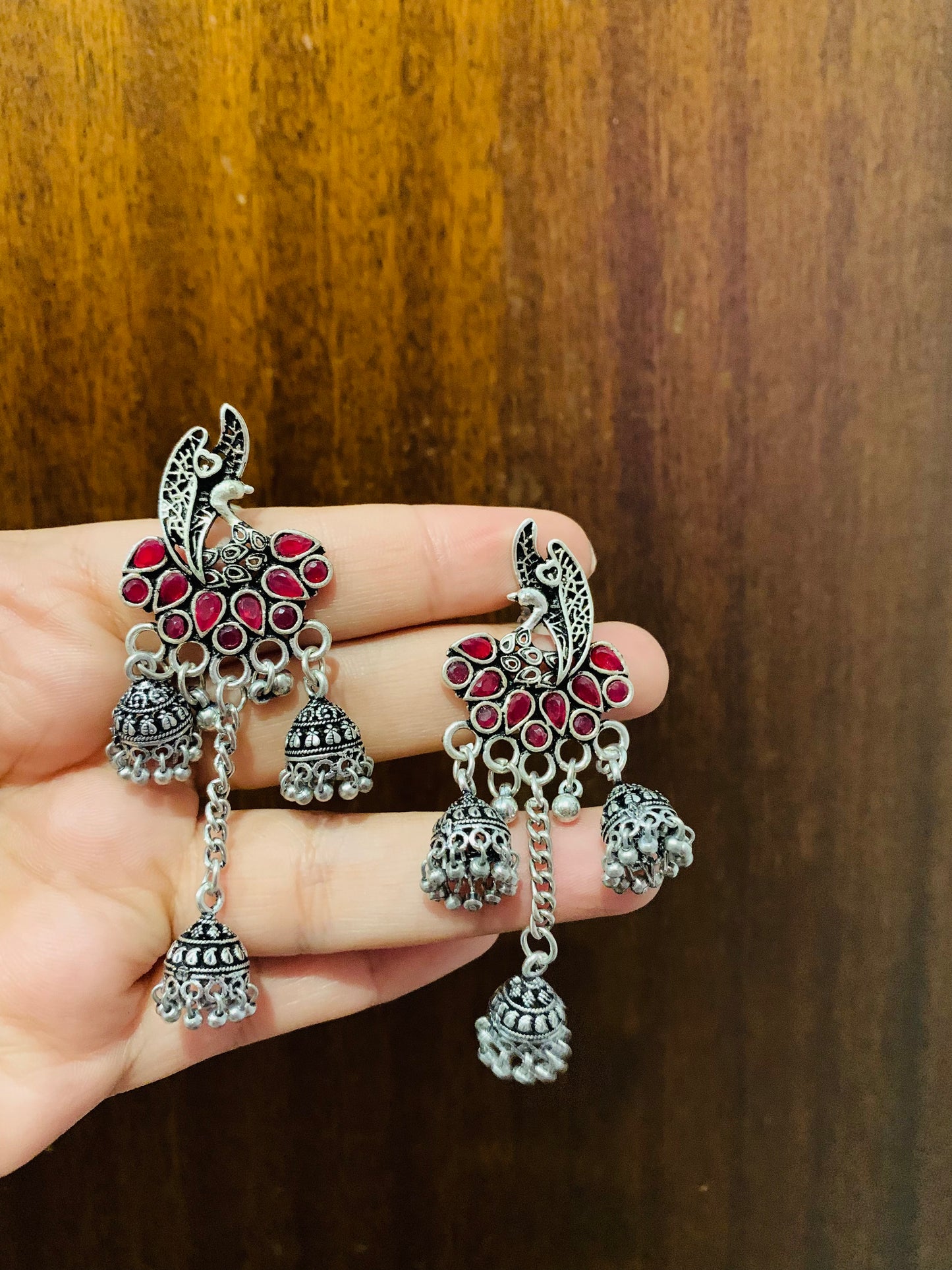 BOHEMIAN STYLE HANDCRAFTED PEACOCK EARRINGS # 00981