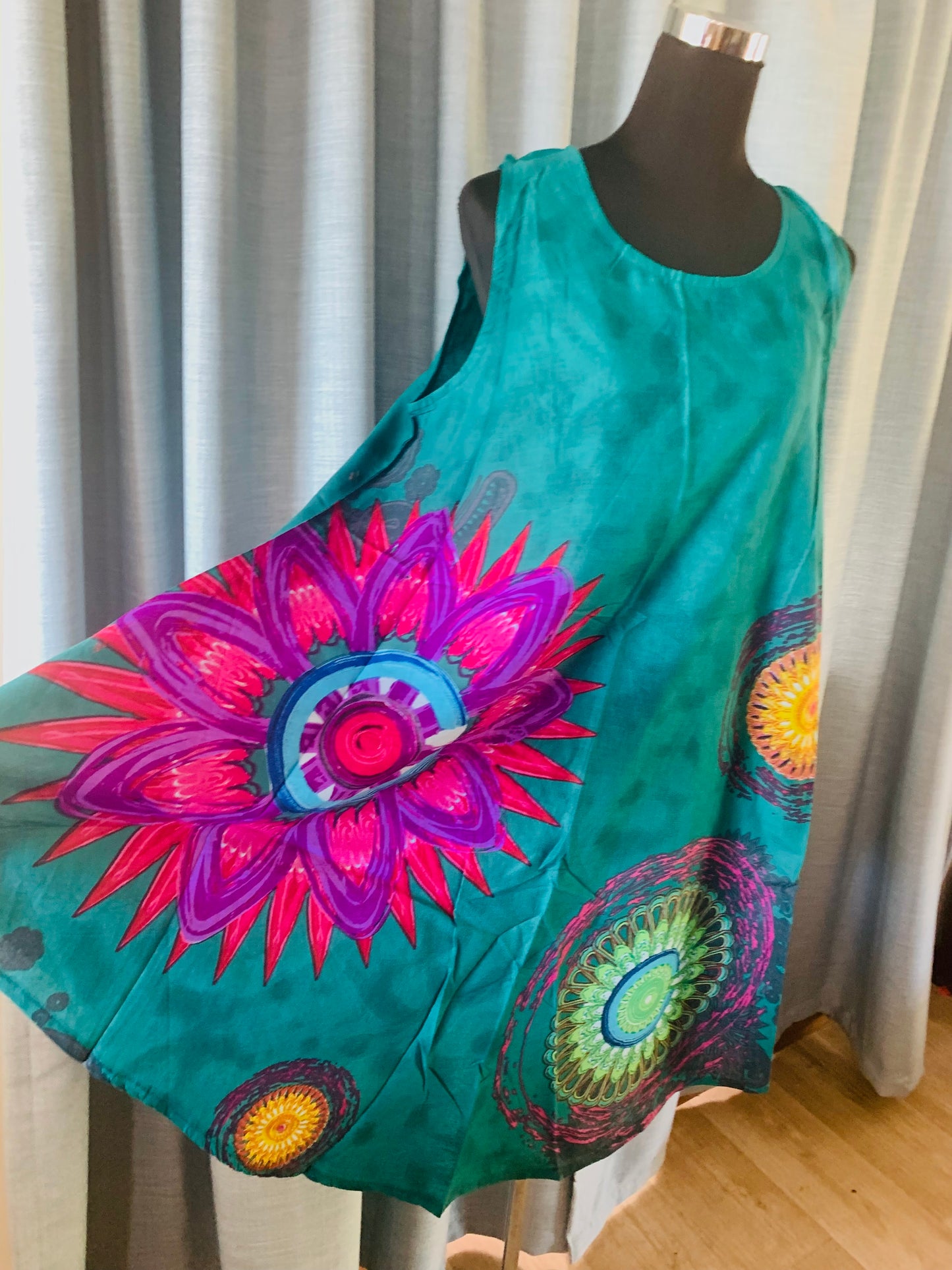 Bohemian style handcrafted cotton dress #0690