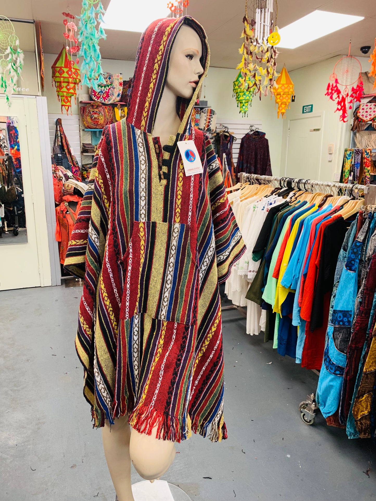 Bohemian style handcrafted Hoodie Plus size UNISEX Gheri poncho #01702