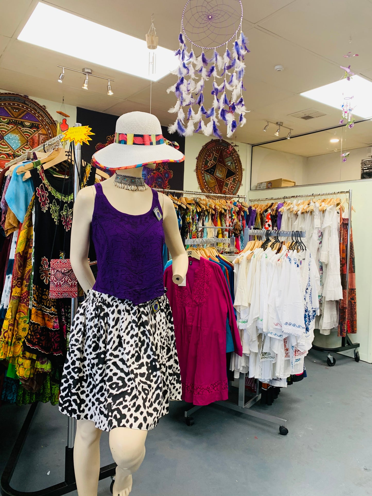 Bohemian style handcrafted Trance mini skirt #5600