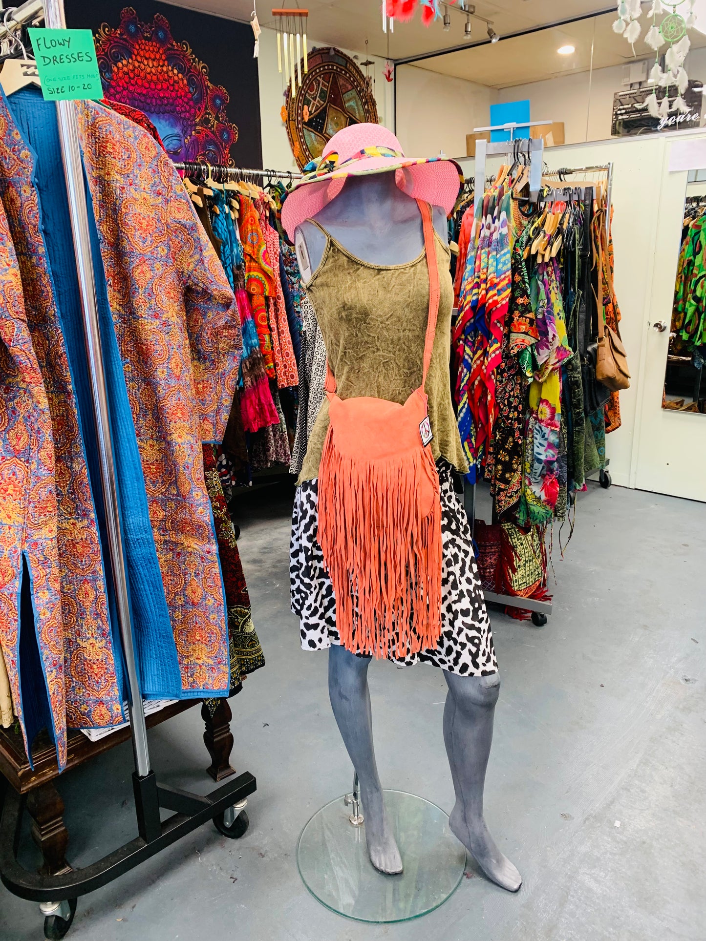 BOHO HANDCRAFTED GENUINE LEATHER COWGIRL SHOULDER BAG #206523