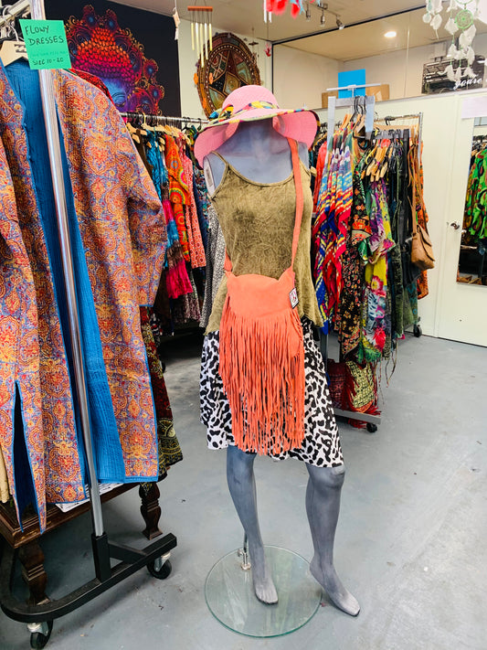 BOHO HANDCRAFTED GENUINE LEATHER COWGIRL SHOULDER BAG #206523