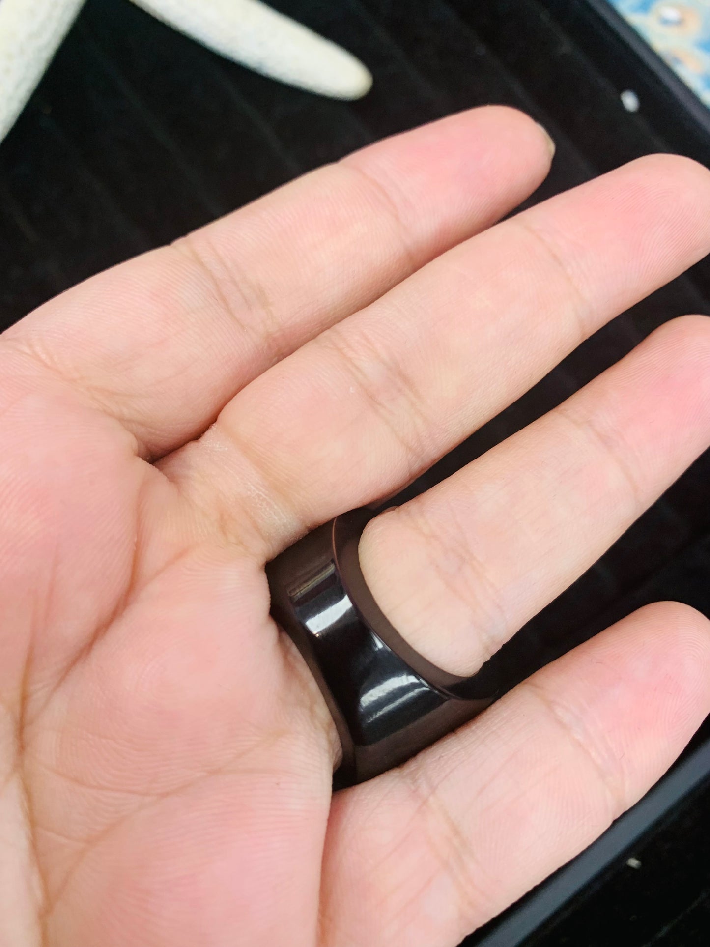 Bohemian style handcrafted wood Ring # 895