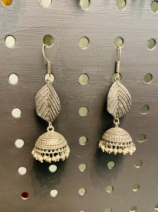 Bohemian style handcrafted German Silver earrings #2284