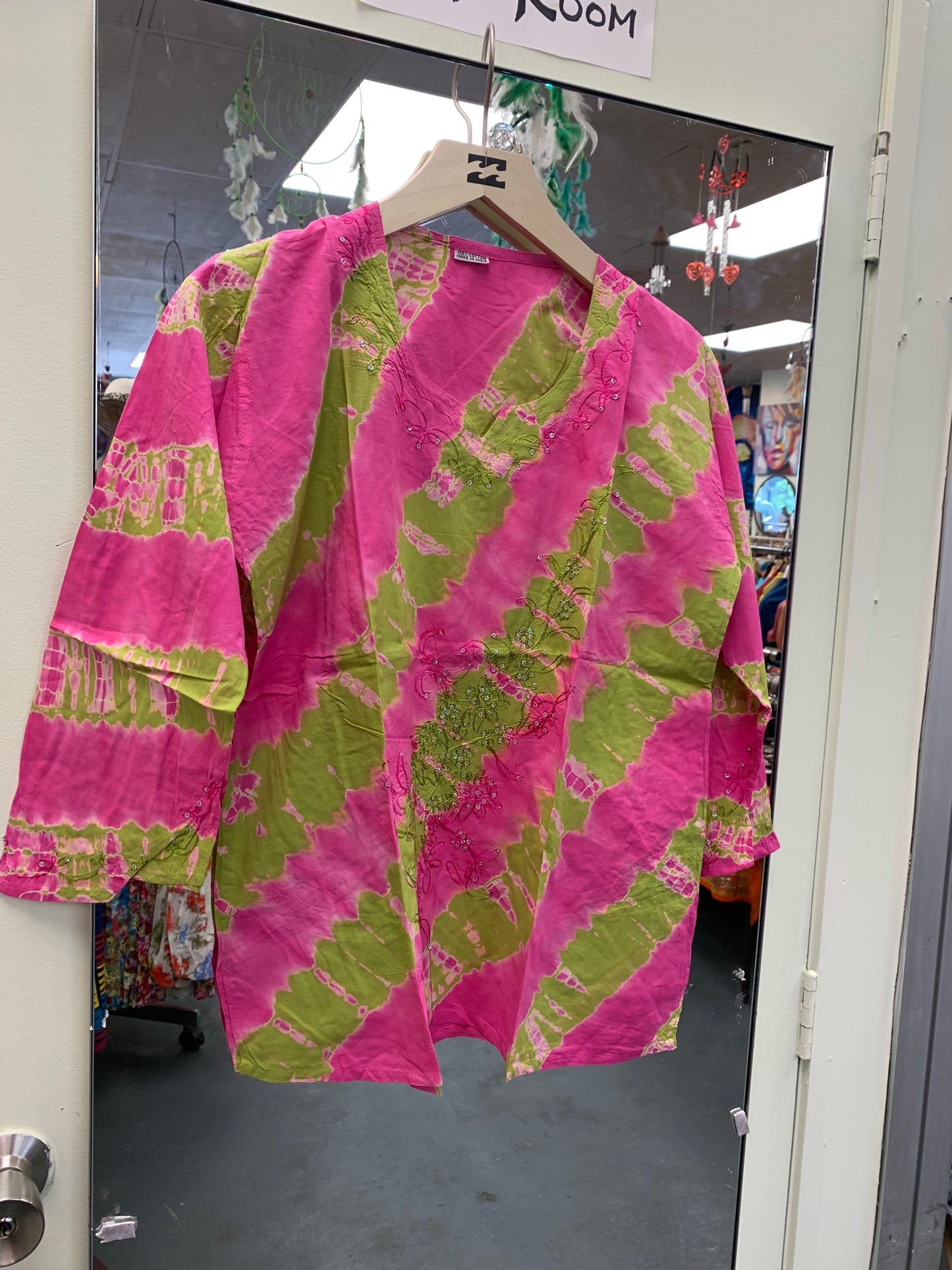 Bohemian style handcrafted tie dye cotton Top #9880