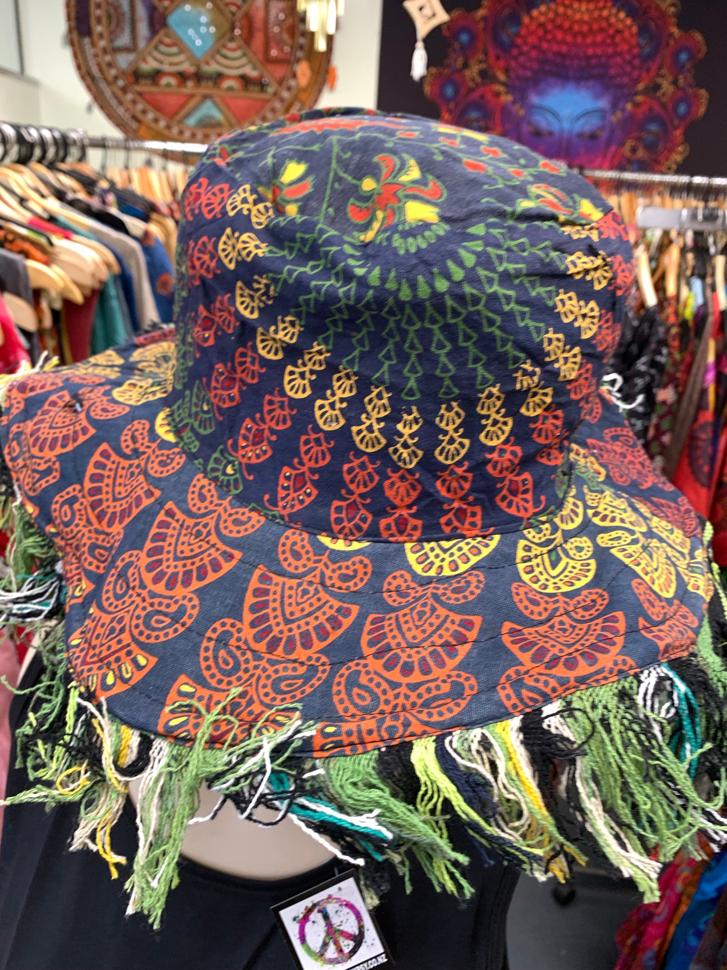 BOHEMIAN STYLE HANDCRAFTED REVERSIBLE HIPPIE SUN HATS #8453