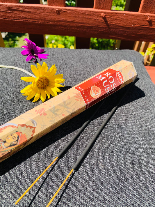 Rose Musk Bohemian style handcrafted incense sticks #0668