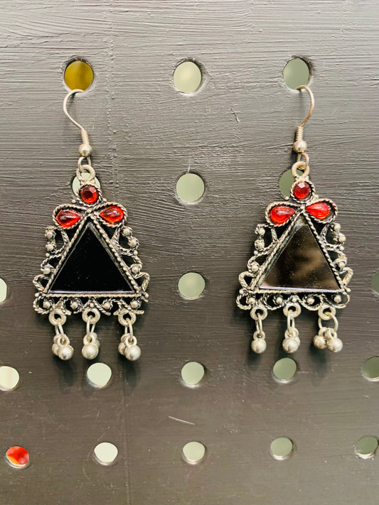 Bohemian style handcrafted Mirror earrings #2281