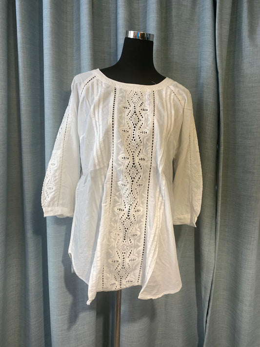Bohemian style handcrafted cotton white dress #4001
