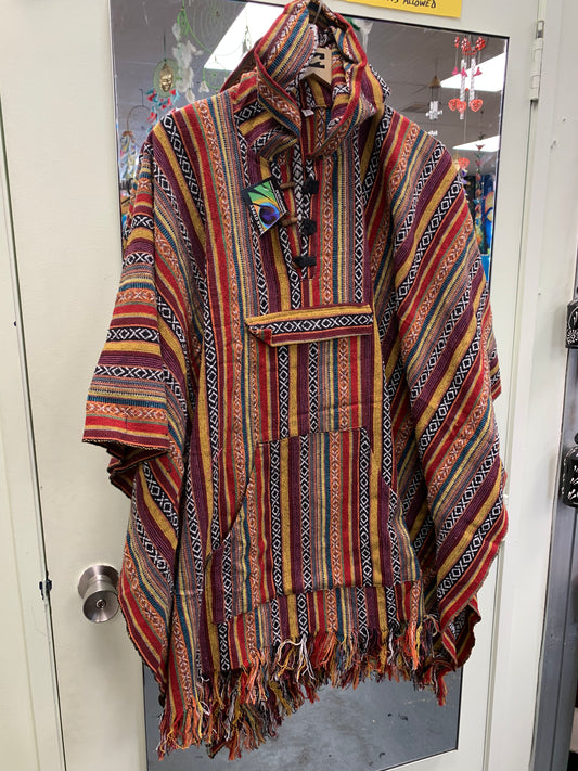 Boho style handcrafted Hoodie Plus size UNISEX Gheri poncho #017663