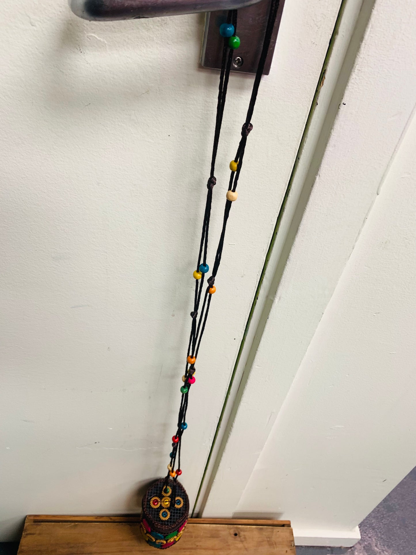 BOHEMIAN STYLE HANDCRAFTED WOODEN BEADS COIN POUCH # 5121