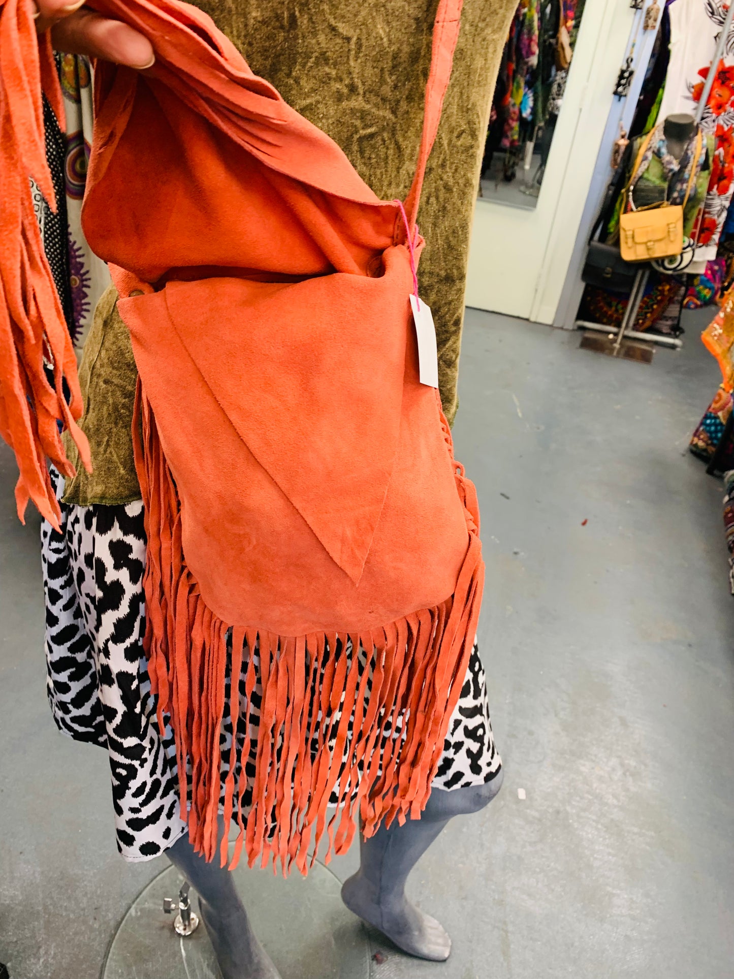 BOHO HANDCRAFTED GENUINE LEATHER COWGIRL SHOULDER BAG #206523