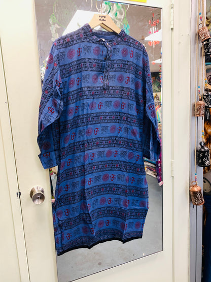 Bohemian style handcrafted Unisex long om kurta shirt .# 6046