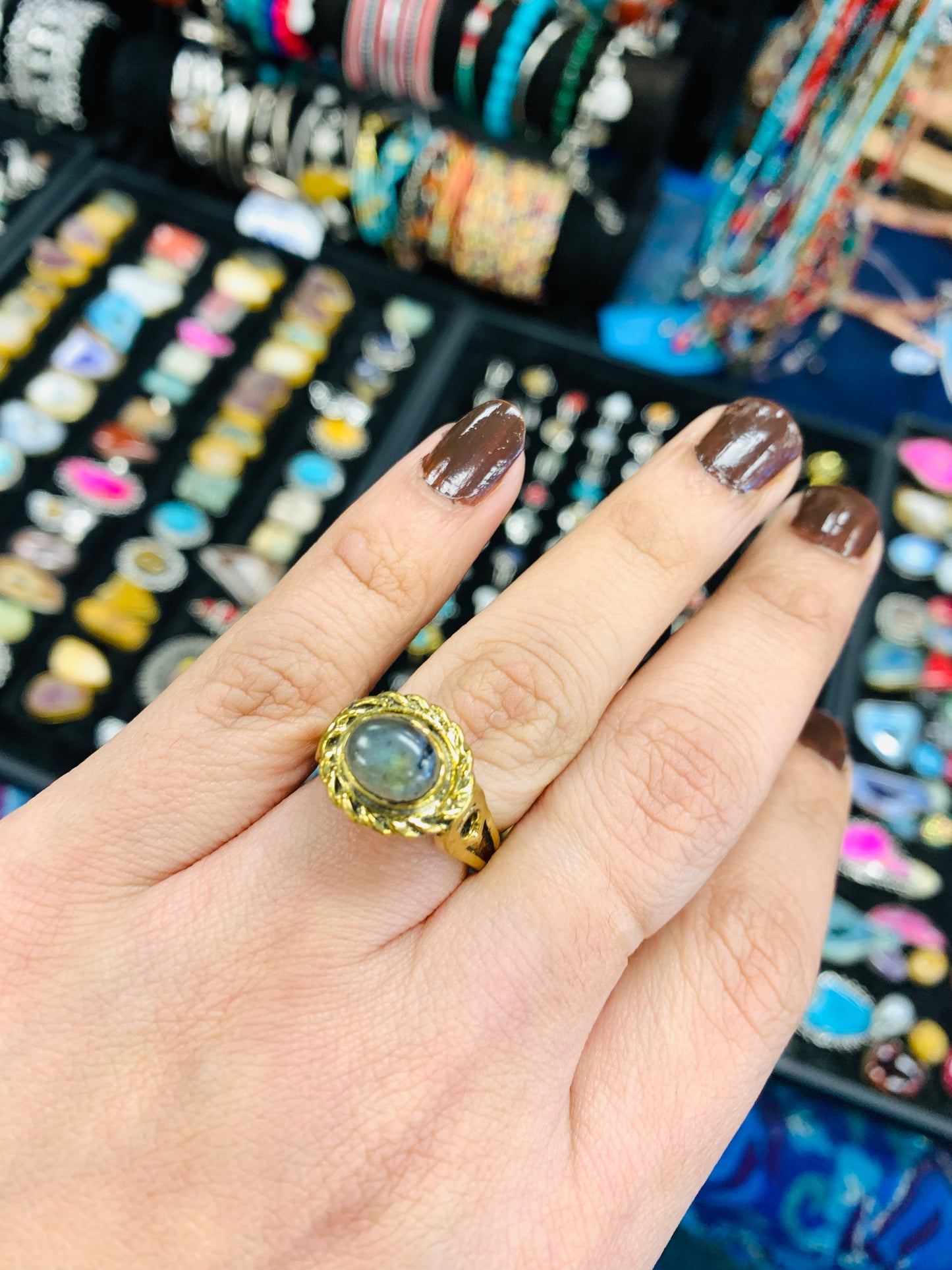 Bohemian style handcrafted Natural Stone ring #66520