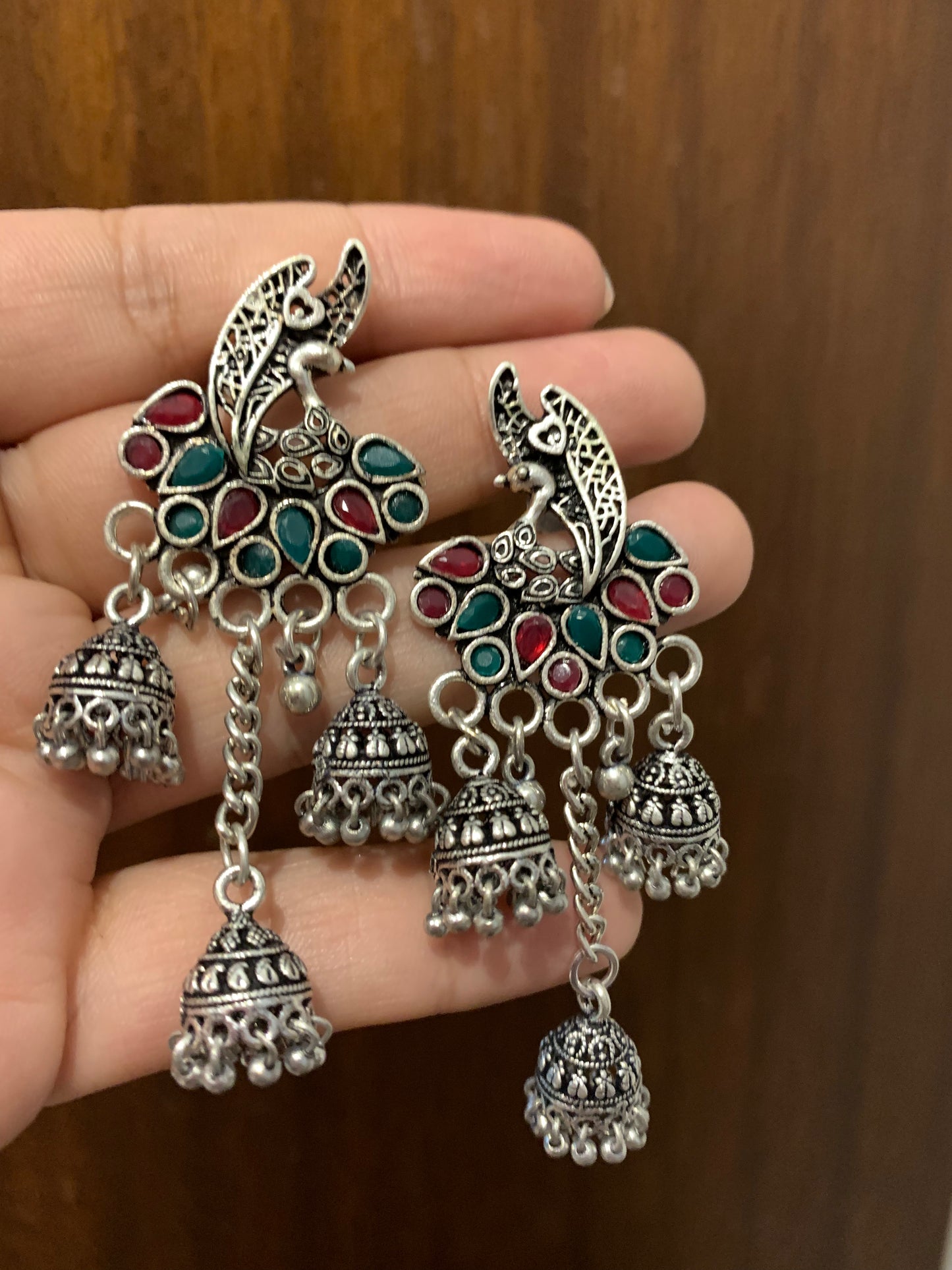 BOHEMIAN STYLE HANDCRAFTED PEACOCK EARRINGS # 00981