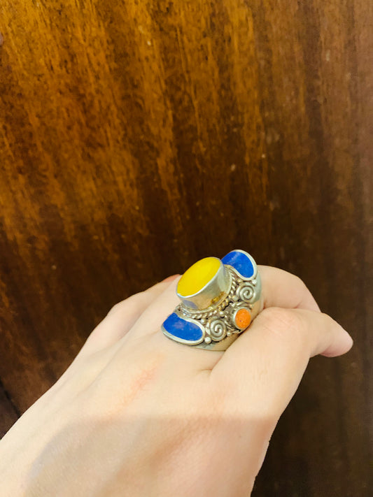 Bohemian style handcrafted Tibetan ring #45208