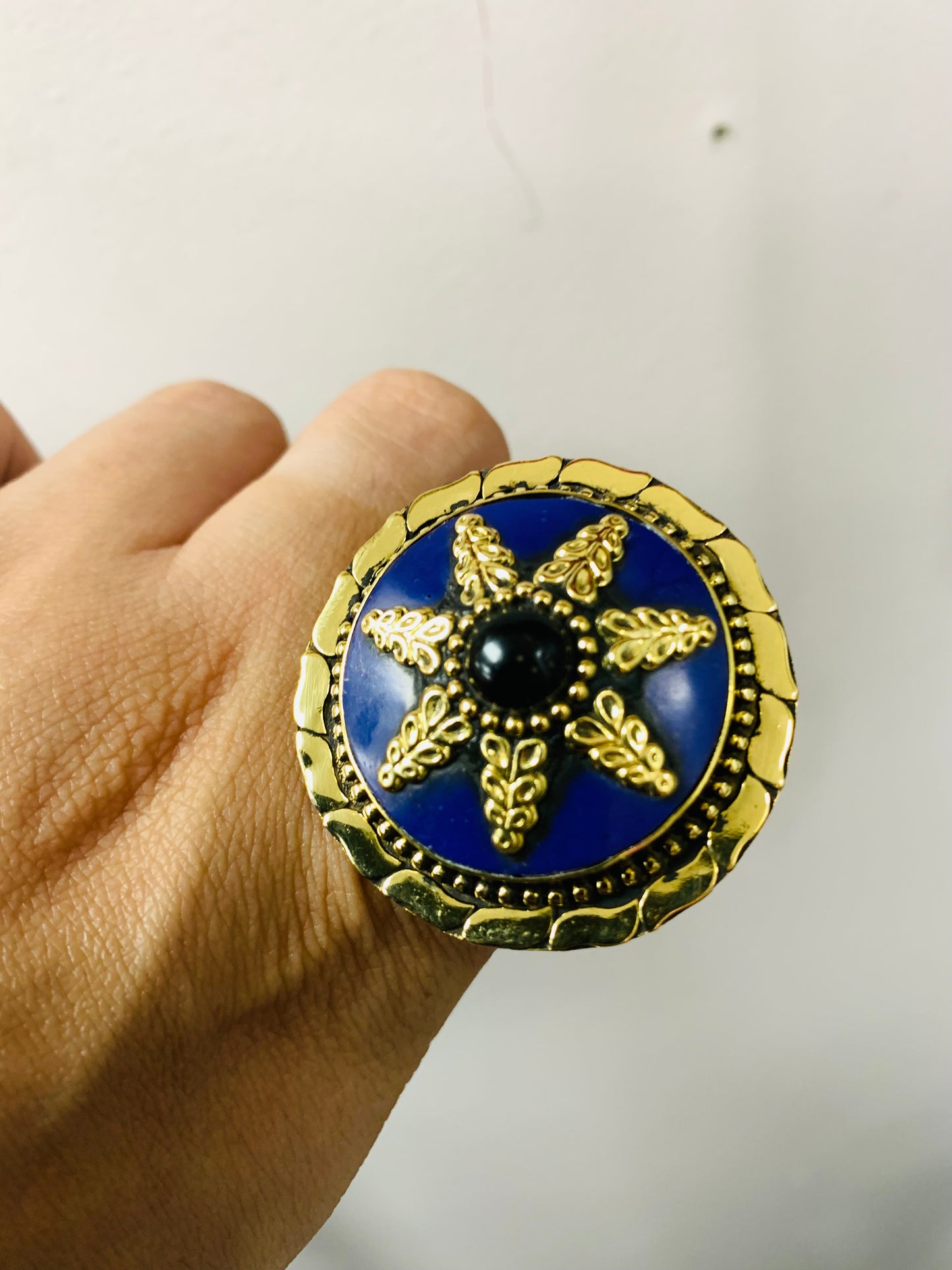 Bohemian style handcrafted Tibetan Natural Stone ring #462