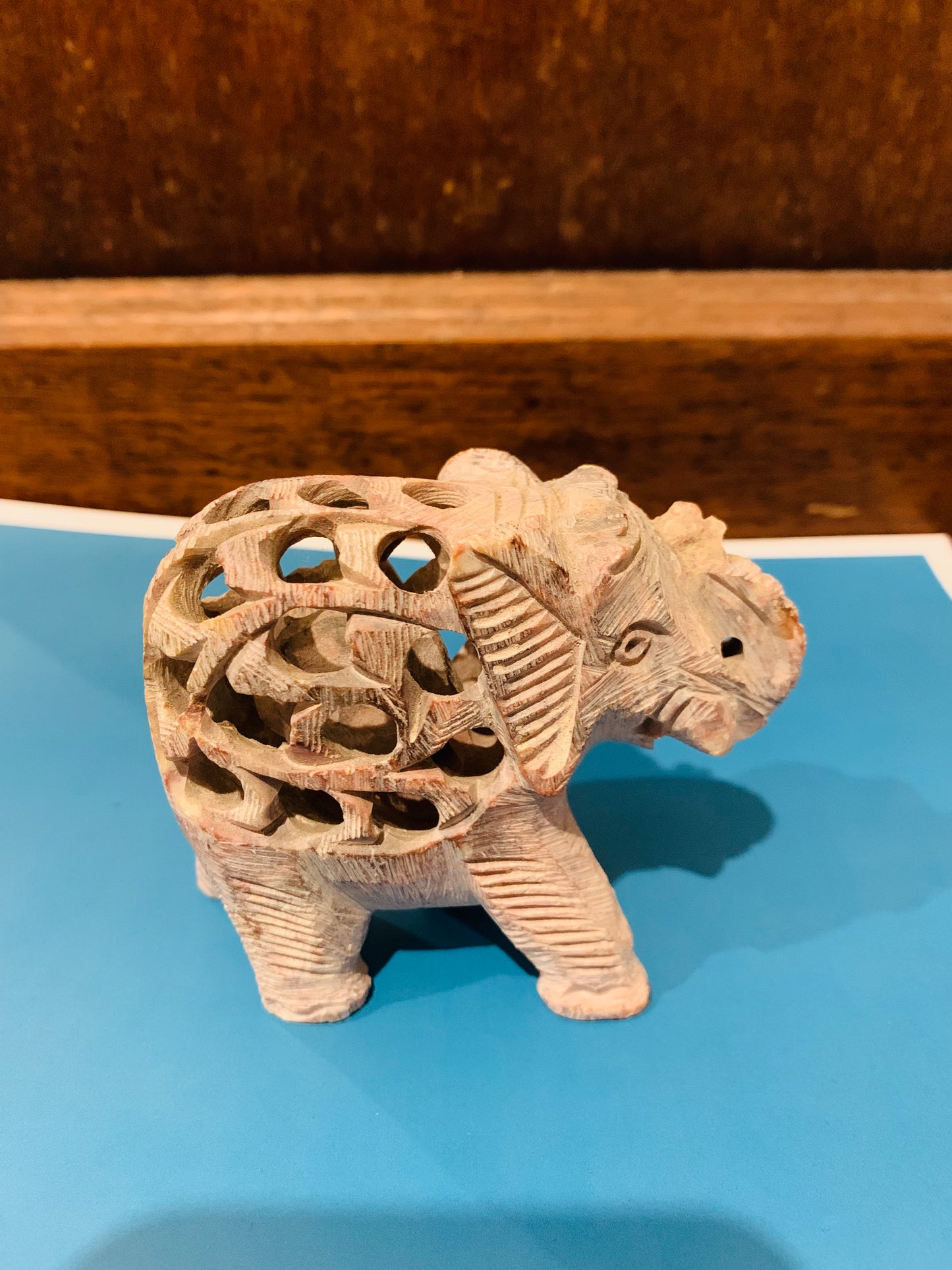 BOHO HANDCRAFTED AND HAND CARVED MARBLE STONE ELEPHANT STATUE # 66001
