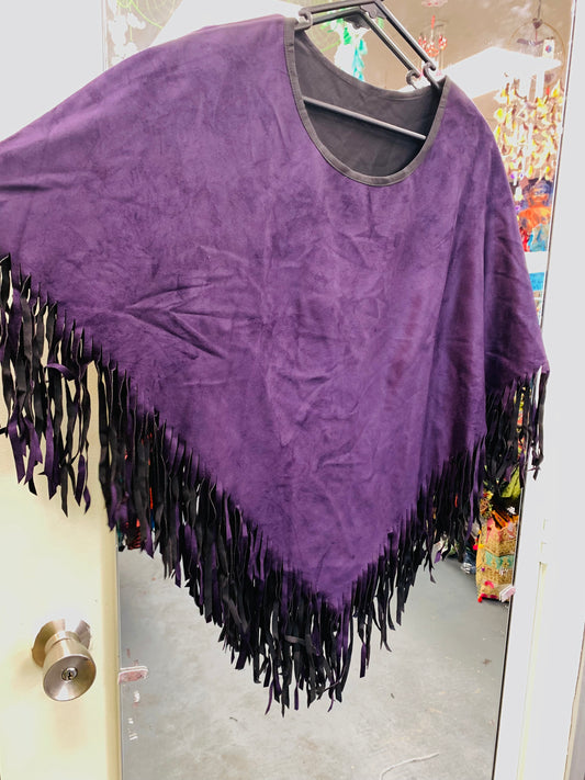 Bohemian style handcrafted Faux Suede Poncho # 77121