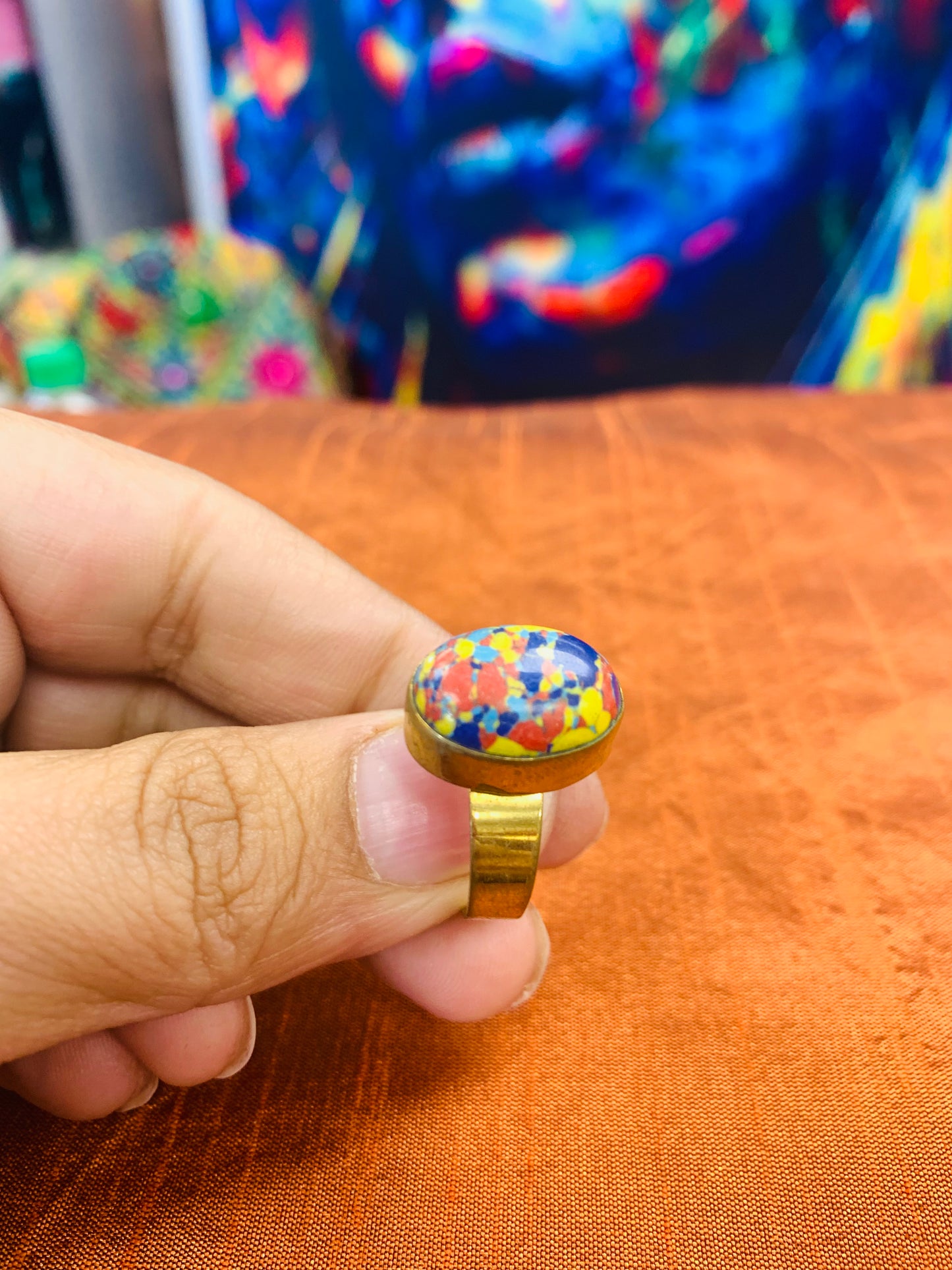 Bohemian style handcrafted Natural Stone ring #45022