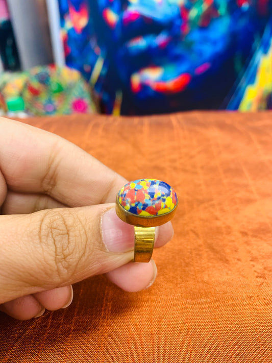 Bohemian style handcrafted Natural Stone ring #45022