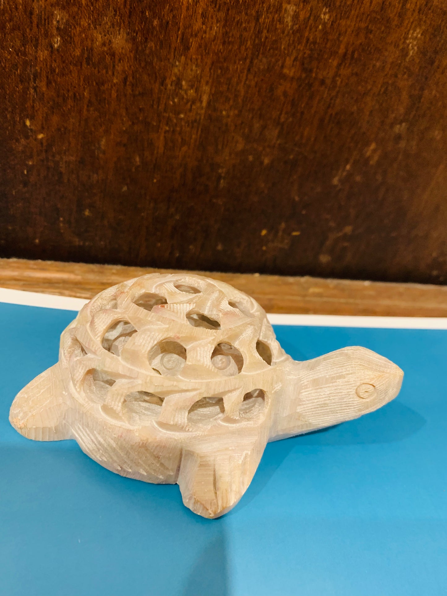 BOHO HANDCRAFTED AND HAND CARVED MARBLE STONE TURTLE STATUE # 66002