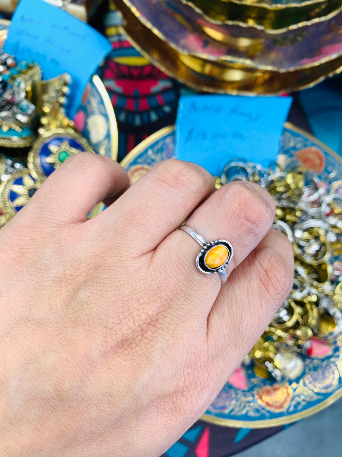 Bohemian style handcrafted Natural Stone ring #45000