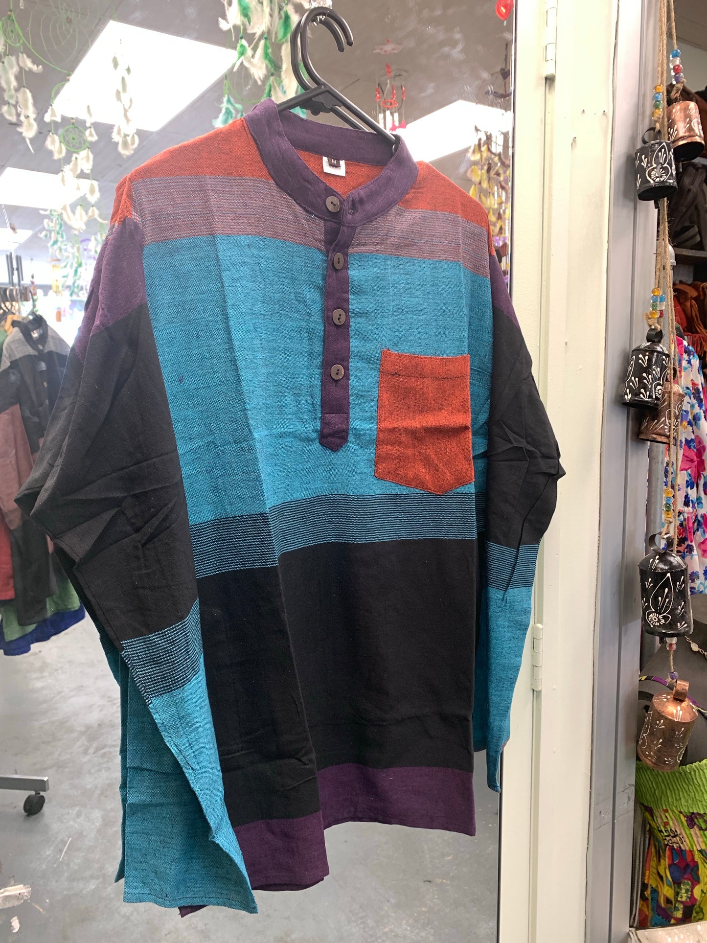 Bohemian style handcrafted cotton Kurta / Shirt # 708