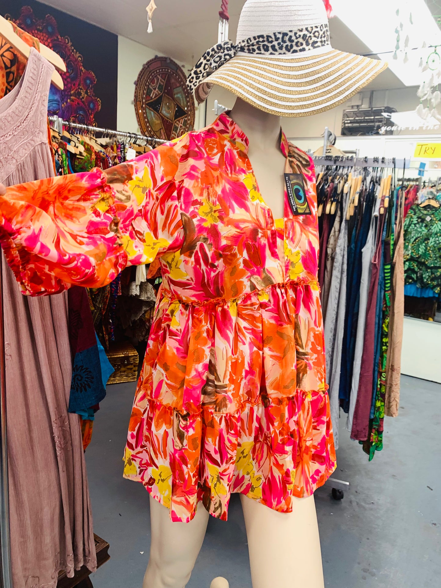 Bohemian style handcrafted Georgette Top/dress #413007