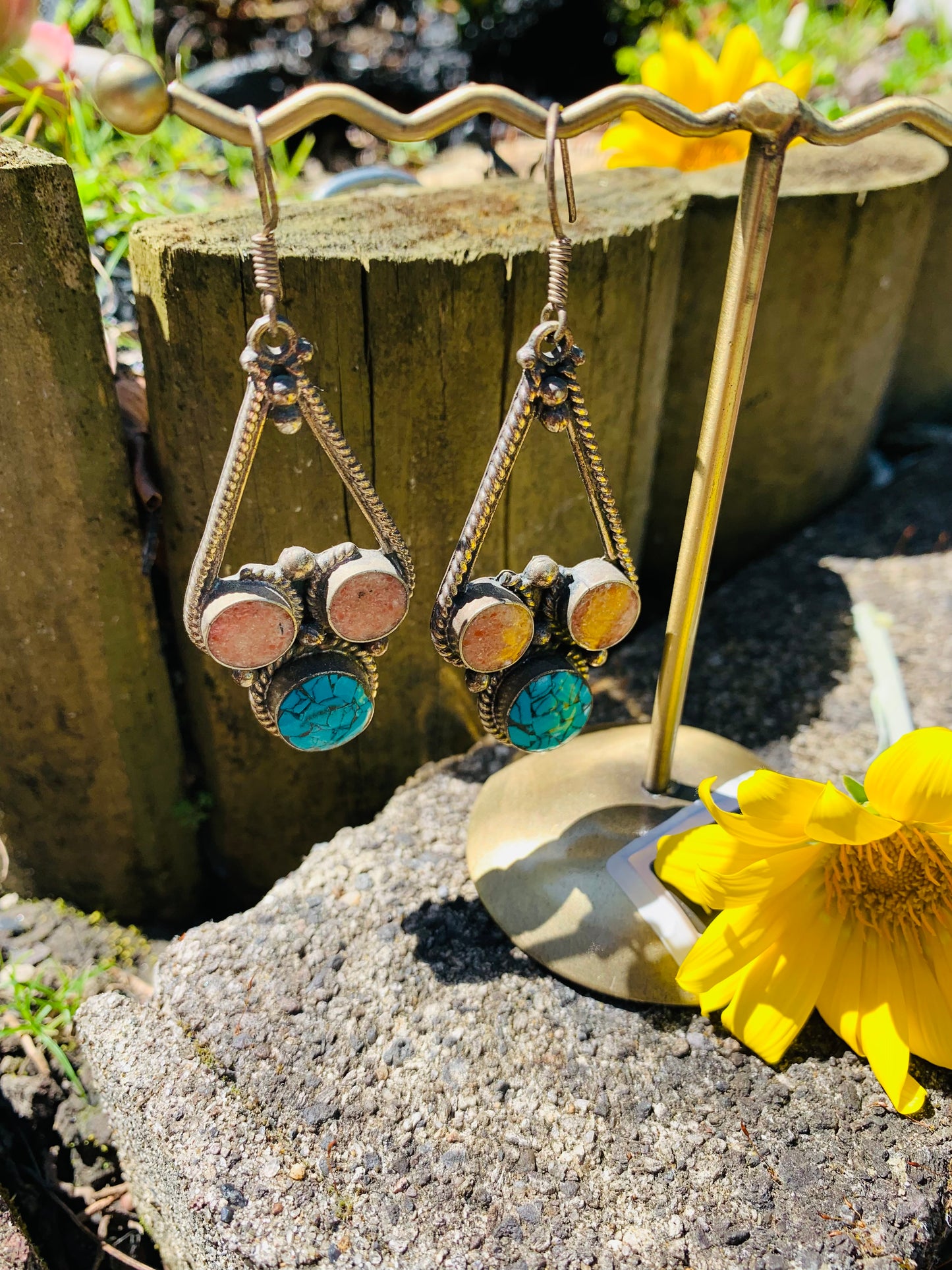 Bohemian style handcrafted Tibetan earrings #2203